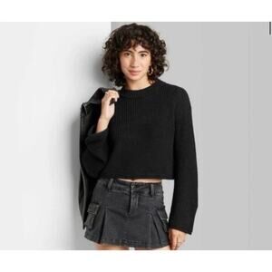 Women's Crewneck Boxy Pullover Sweater - Wild Fable Black XXS